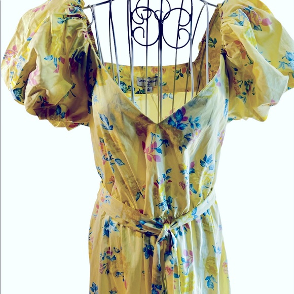 LoveShackFancy x Target maxi, prairie dress with puff sleeve. Yellow floral, 2. - Picture 2 of 10